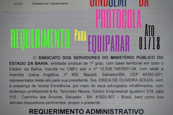 SINDSEMP-BA protocola requerimento para equiparar Ato 01/2018!