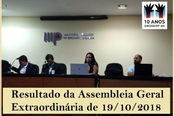 Resultado da Assembleia Geral Extraordinária de 19/10/2018