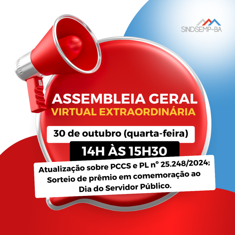 SINDSEMP-BA convoca AGVE trimestral e sorteia prêmio especial para servidores